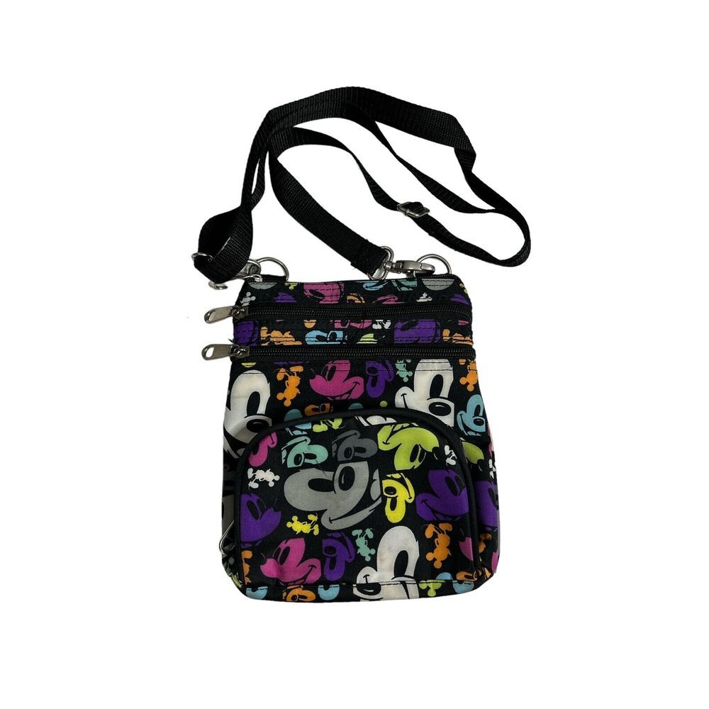 Authentic Original Disney Parks Mickey Mouse Crossbody Hipster Bag 5 Zip Pockets
